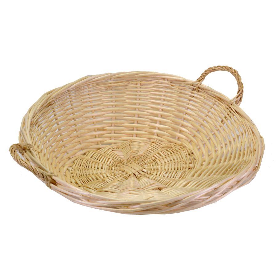 Cesta in vimini naturale con manici tondo 56x56x19 cm