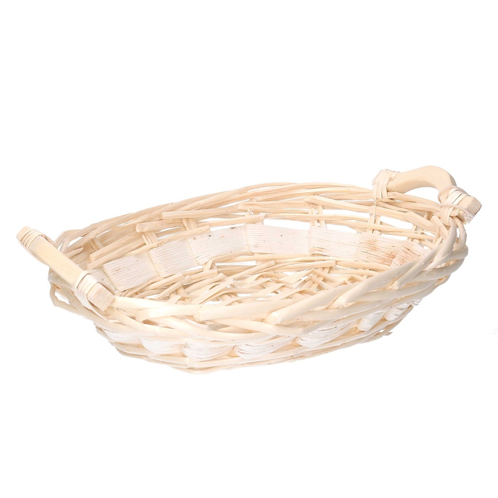 Cesta rettangolare in vimini bianco noce cm48-52x36h13