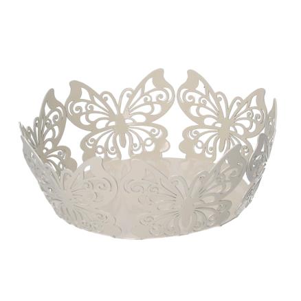 Cestina Metallo Farfalla Crema Tondo 20x7 cm