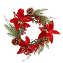 Coroncina Fiori Pigne Rosso Oro Tondo 50x10 cm