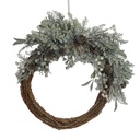 Coroncina innevata con pigne marrone cm51x46h12