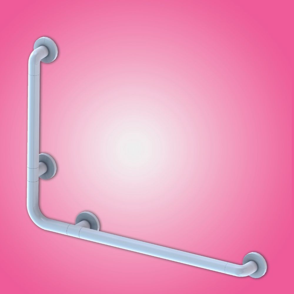 Corrimano angolare di sicurezza 78 x 55.5 cm per disabili colore bianco