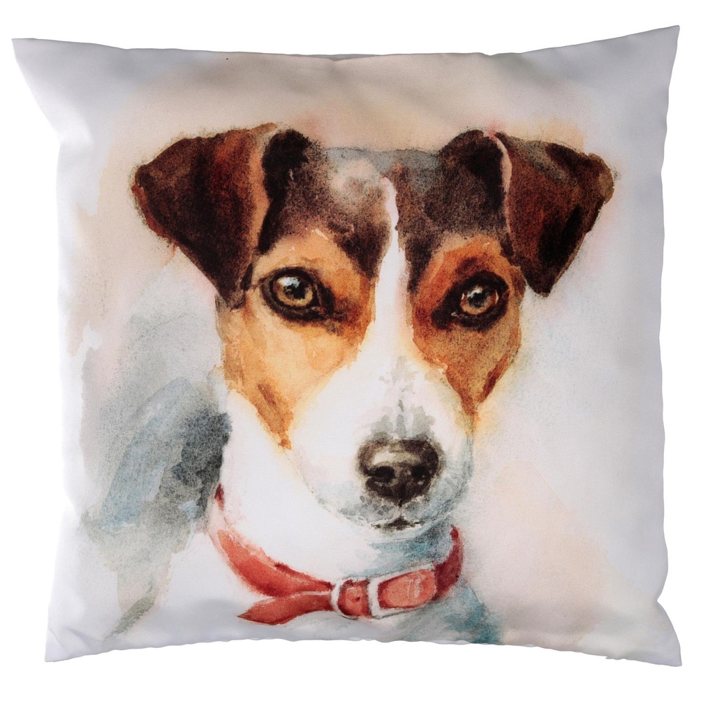Cuscino tessuto con cane bianco 43x43 cm