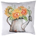 Cuscino tessuto con girasoli bianco 43x43 cm