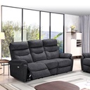 Divano 3 posti con 2 recliner elettrici grigio scuro L 198 x P 92 x H 109 cm