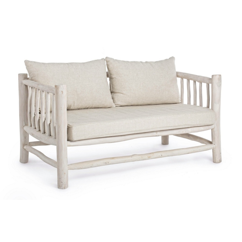 Divano con cuscini Sahel in legno teak - 140x75x78 cm