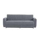 Divano letto 3 posti in tessuto grigio con contenitore 214x80xH.83 cm