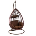 Dondolo pensile in polyrattan con cuscino e supporto 90x70x200h cm