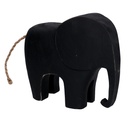 Elefante Nero Grande in Legno - Dimensioni 28x8x25 cm