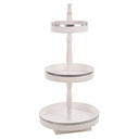 Espositore in legno bianco a 3 piani tondo 50 x 50 x 102 cm