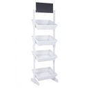 Espositore rustico con 4 cesti in vimini bianco - Dimensioni: 60x42x185 cm