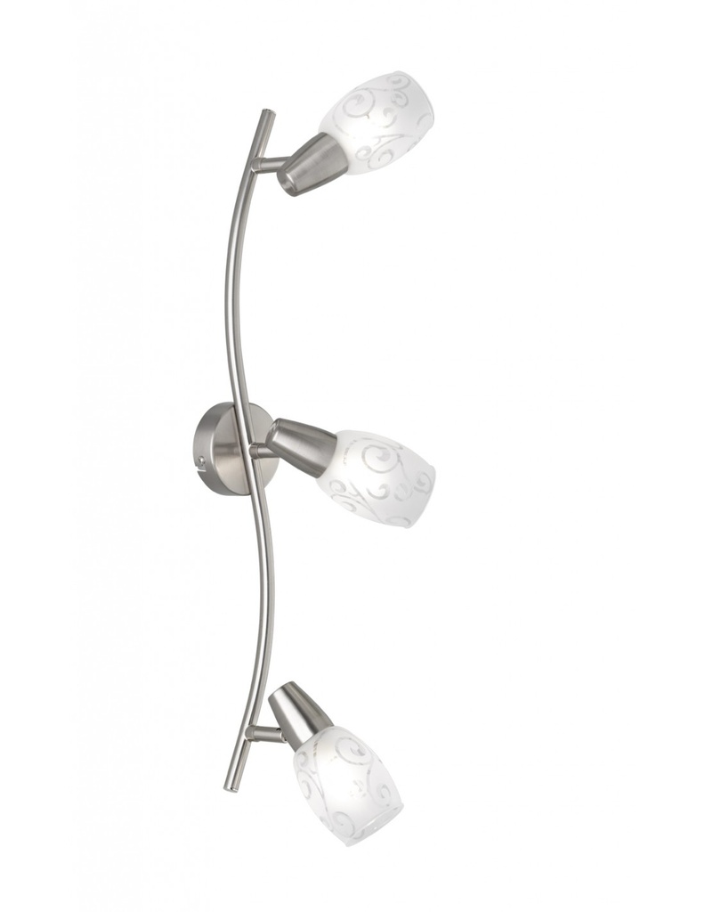 Faretto Nichel 3 Spot Led Vetro Satinato L56 cm