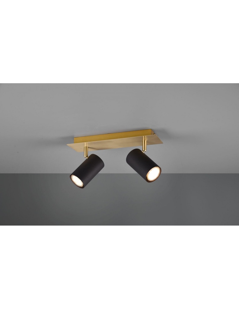 Faretto Marley Base Oro 2 Spot Cilindrici Neri Orientabili Trio Lighting