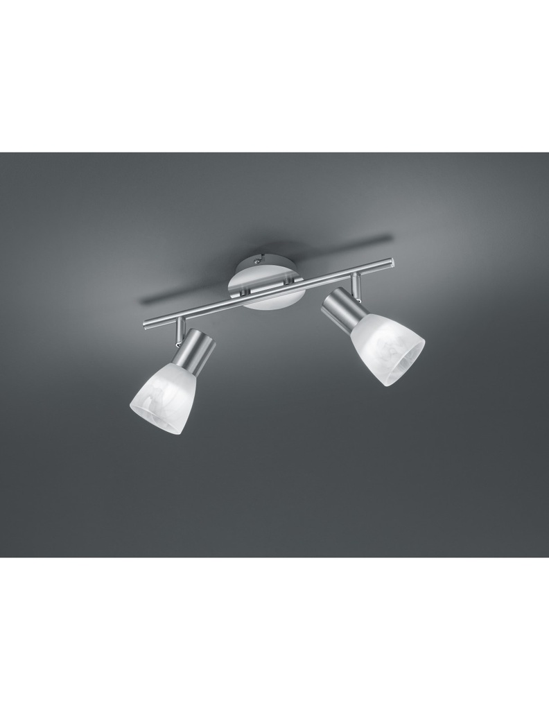 Faretto Visto 2xE14 Led Nichel E Vetro Alabastro L34 cm Trio Lighting