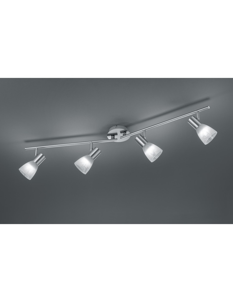 Faretto Visto 4xE14 Led Nichel E Vetro Alabastro L90 cm Trio Lighting