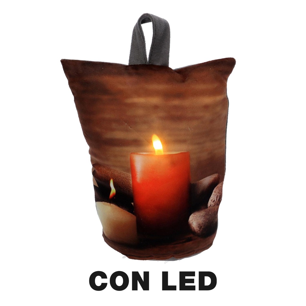 Fermaporta tessuto candele led marrone cm11x19