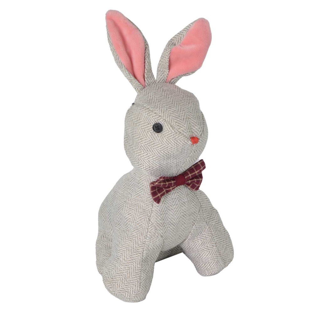 Fermaporta in tessuto coniglio grigio - 22x18x34 cm