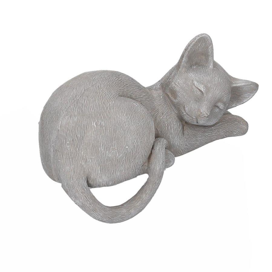 Gatto in resina grigia 19x11,5x14,5 cm