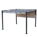 Gazebo Maine con pergola in acciaio 3x3 cm con tende laterali