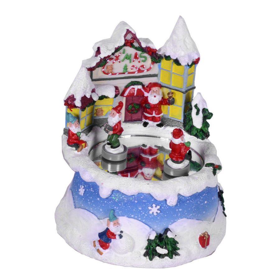 Giostrina carillon babbo e elfi con musica e movimento 12x12x14 cm