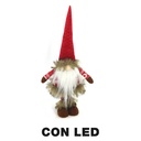 Gnomo tessuto con led rosso 15x11x45 cm