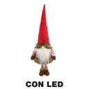Gnomo di stoffa con led rosso 30x20x90 cm