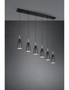 Grande Sospensione Lineare Isola Farin 6 Luci Nero Trio Lighting