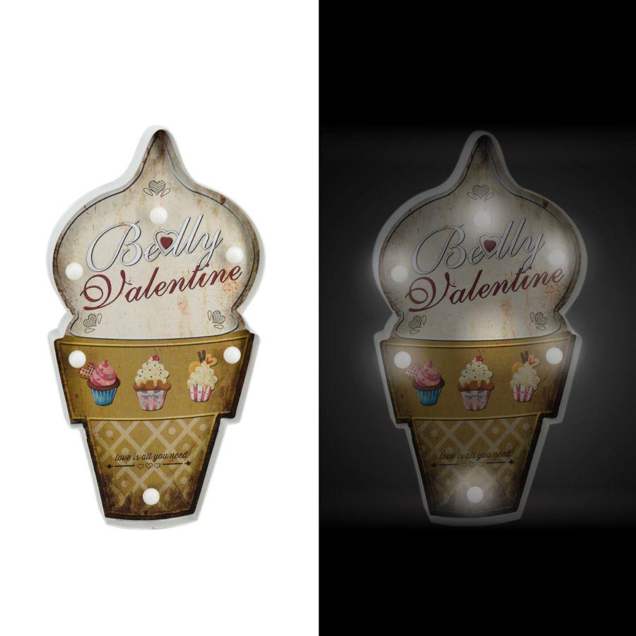 Insegna Metallo Gelato con LED 27x51,5x5 cm