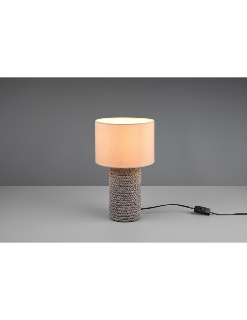 Lampada da Tavolo Moderna in Ceramica e Tessuto Beige