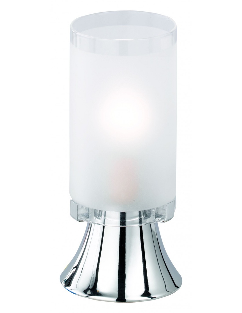 Lampada Da Tavolo Moderna Cromo E Vetro Bianco Tube Ø7 cm Trio Lighting
