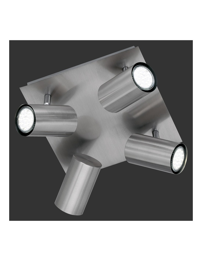 Lampada Soffitto Quadrata 4 Faretti Orientabili Nichel
