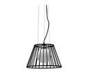 Lampada a sospesione in metallo con paralume nero, dimensioni 25/35x20/35x120 cm