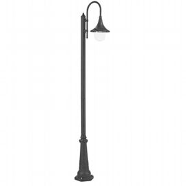 Lampada da terra in alluminio pressofuso con diffusore trasparente nero