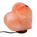 Lampada sale a forma di cuore con base in legno, dimensioni 18x8x19,5 cm