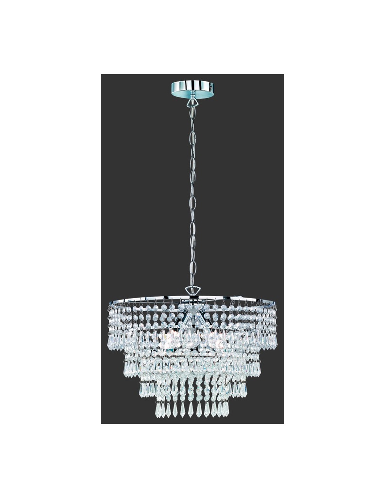 Lampadario Orient 3 Luci Cromo Ø42 cm Pendenti Decorativi
