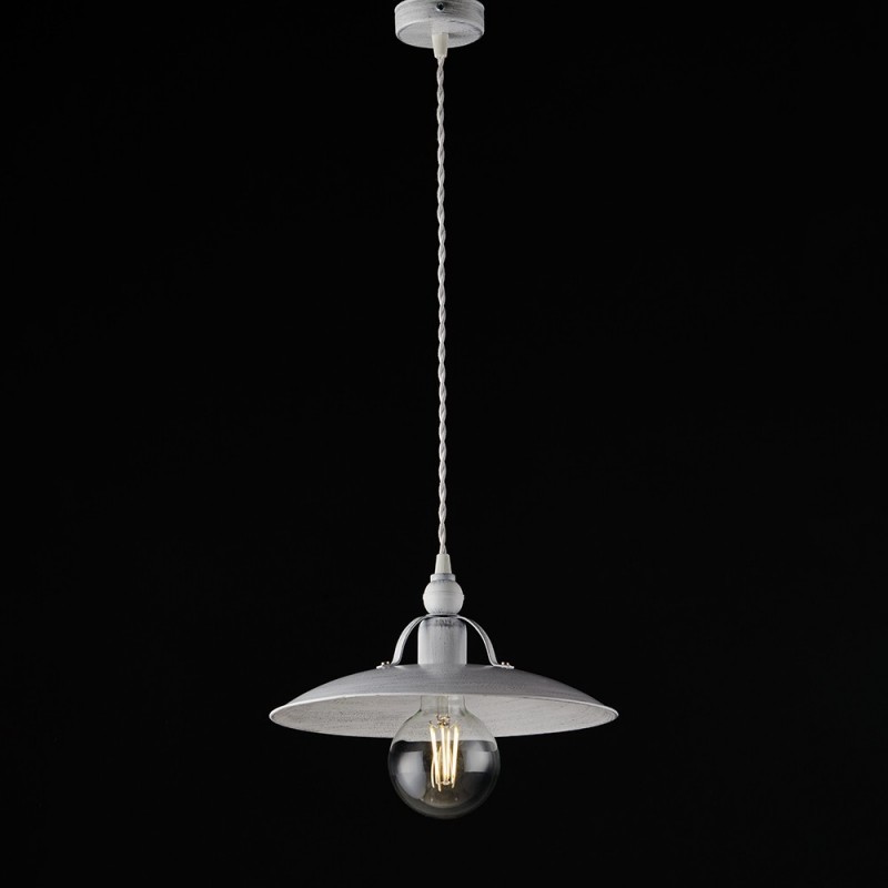 Lampadario in ferro Bianco  Argento industrial minimal 30x h14 cm