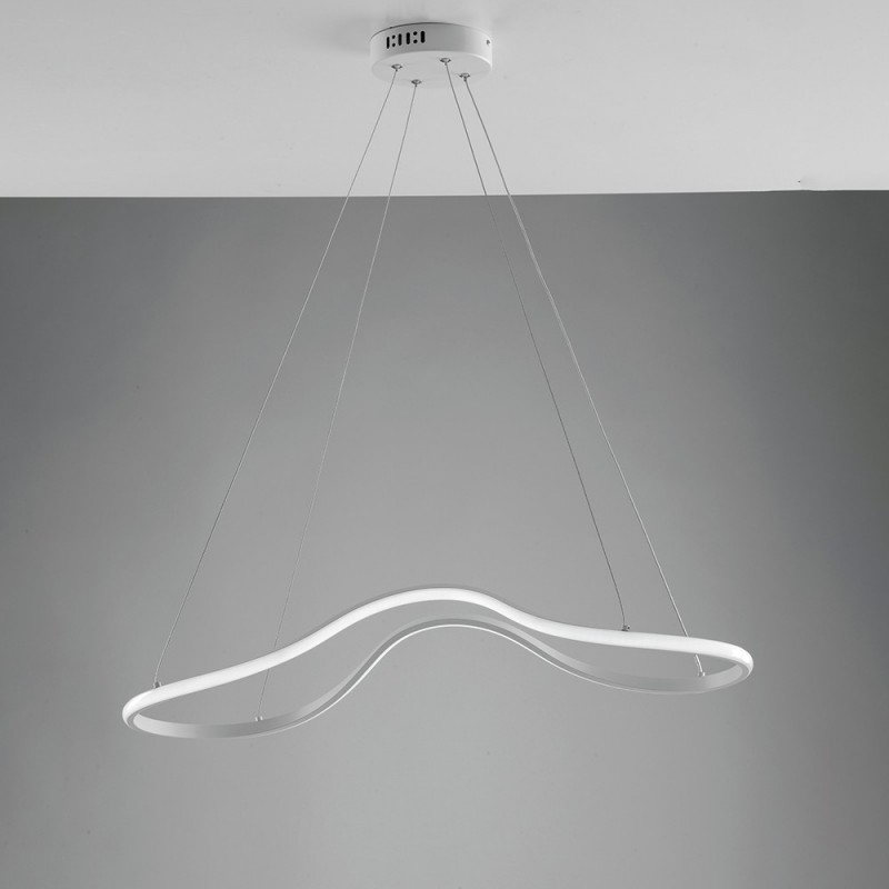Lampadario in metallo e alluminio Bianco LED integrato 74x31x h150 cm