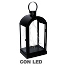 Lanterna LED in metallo nero 20,2x15,2x38,5-46 cm