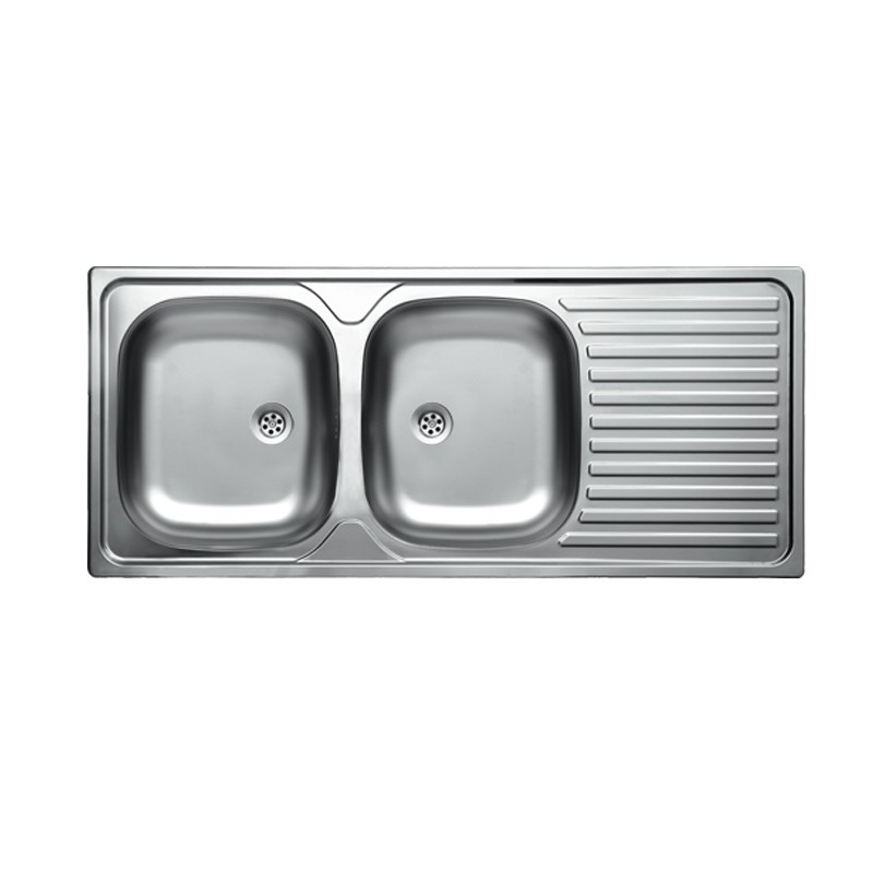 Lavello cucina due vasche acciaio da incasso  gocciolatoio a dx 50x116 cm