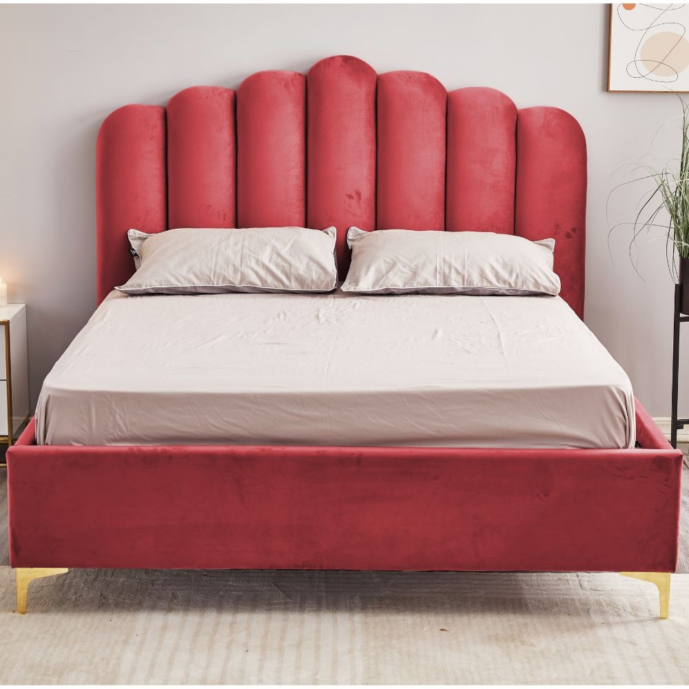 Letto Matrimoniale Contenitore Artu Rosso Testiera Smerlata 160x190 cm