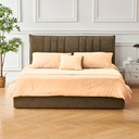 Letto Matrimoniale Saturno Tessuto Marrone Testiera Cuciture Verticali 160x190 cm