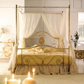 Letto in ferro matrimoniale con baldacchino Avorio LORY 170x208x h210 cm