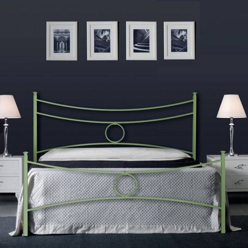 Letto in ferro matrimoniale con pediera Verde CONCA 166x208x h117 cm