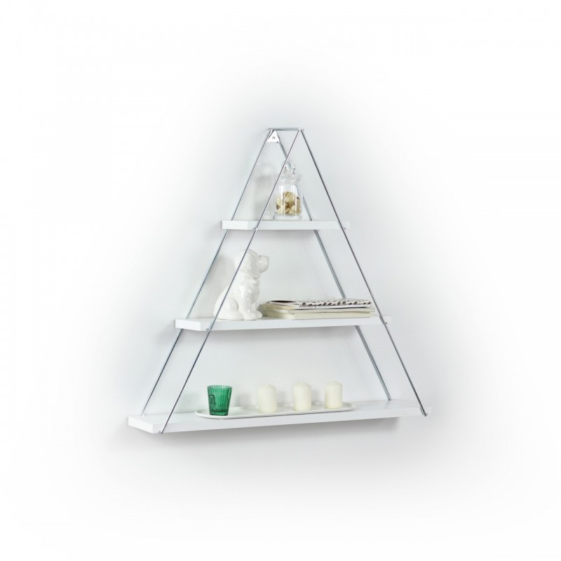 Libreria muro triangolare bacheca piramide bianca cm  cm 74 x 13 x 61h