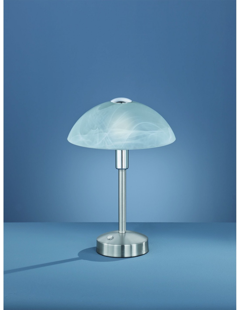 Lumetto LED Touch in Nichel e Vetro Alabastro