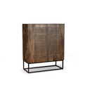 Madia in legno di mango marrone con 2 ante e 6 scomparti interni, 100x45x120 cm