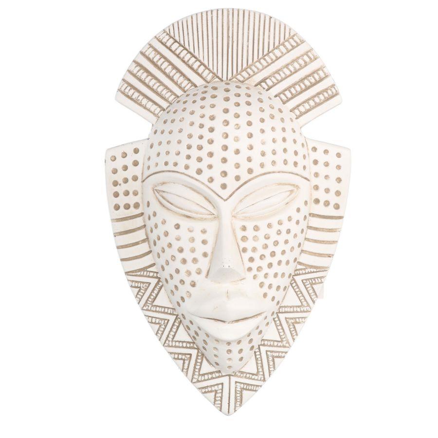 Maschera Resina Bianco Donna Africana 15x25x7 cm