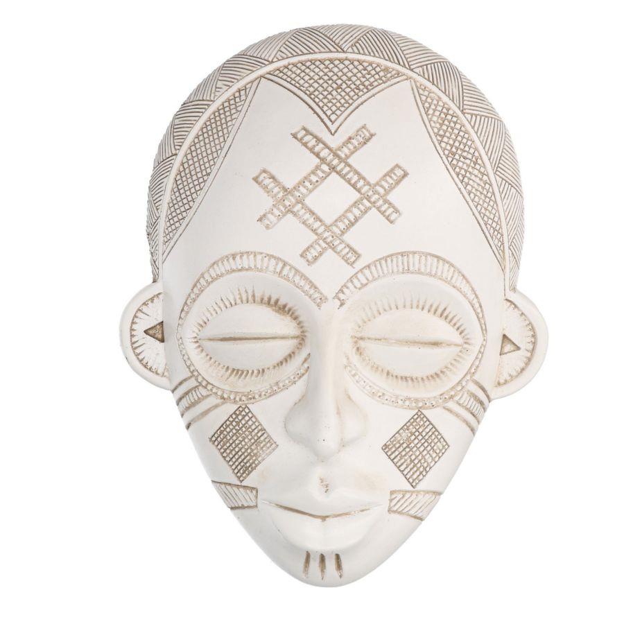 Maschera resina bianco uomo africano 16x20,5x8 cm