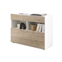 Mobile madia 1 cassetti 1 ribalta bianco/rovere 111x42xh 82 cm
