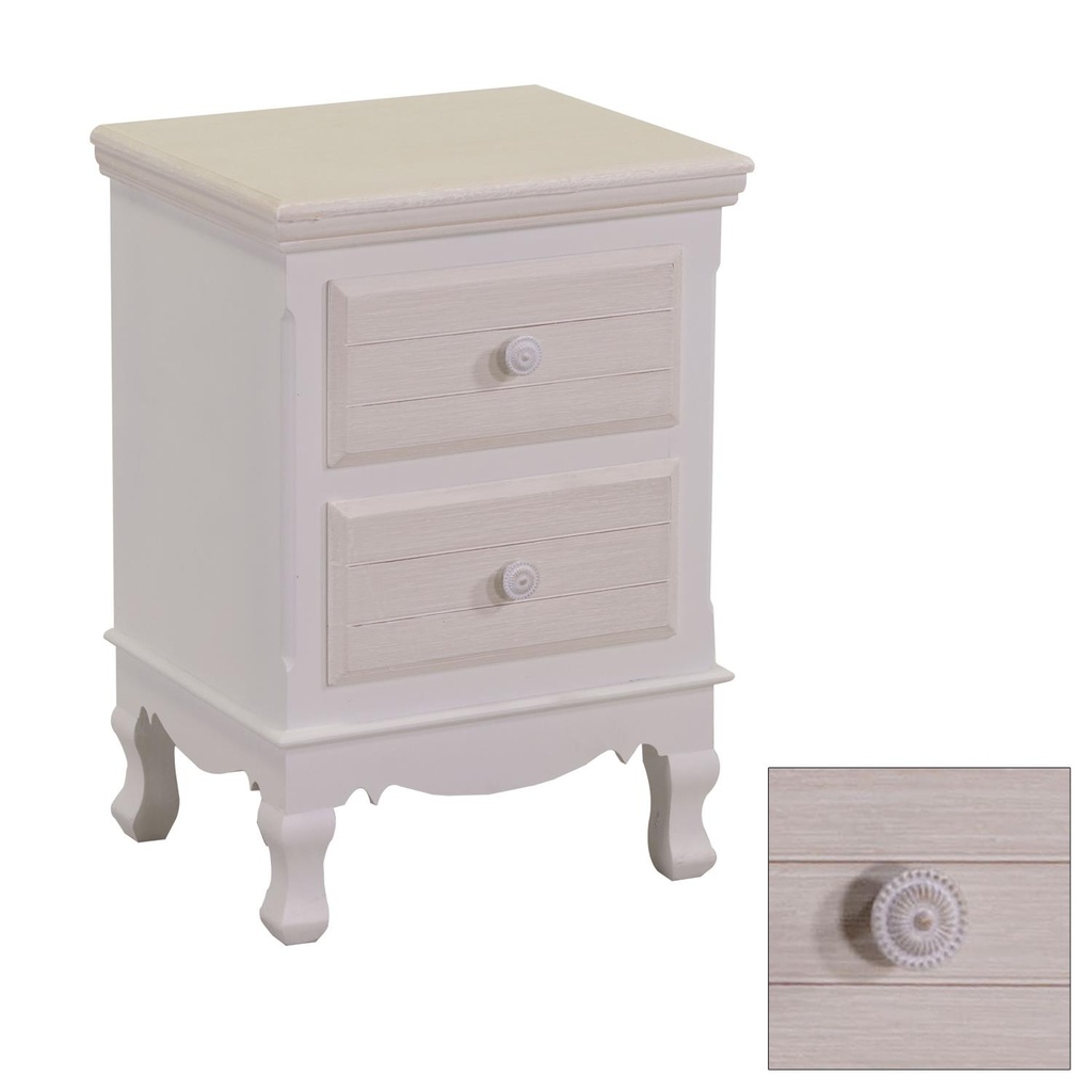 Mobiletto legno 2 cassetti crema cm37x30h54